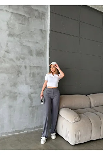 RPT MODA High Waist Palazzo Pants with Stitched Front Lycra