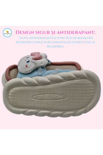 Generic Papuci de casă antiderapanți Cloud Kitty cu margine și talpă din spumă foarte ușoară, albaștri, 36-37