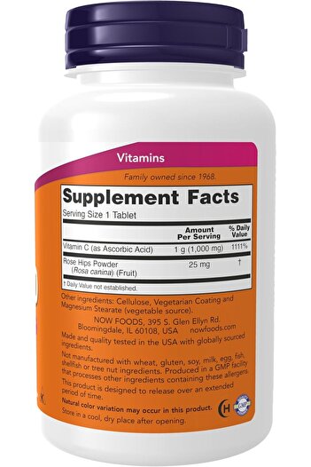 Now Foods Vitamin C-1000 Sustained Release With Rose Hip, 100 Tablets