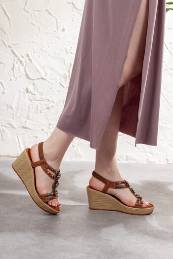 Adım Adım Women's Wedge Heeled Stone Stylish Sandals