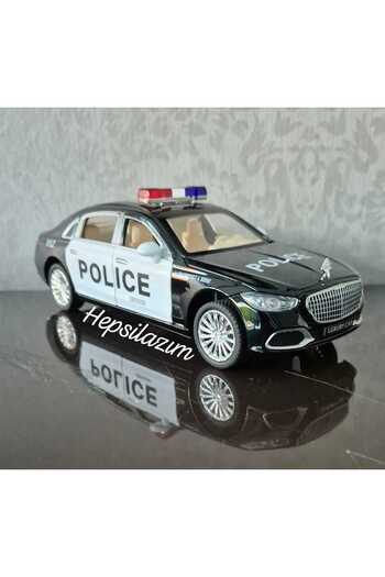 Hepsilazım Metal Oyuncak Polis Araba Mercedes Maybach Model Araç Sesli Işıklı Çekbırak Diecast 23Cm