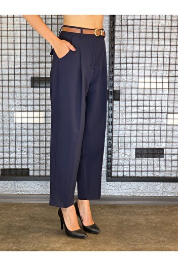 Geco Dark Blue Belted Pants