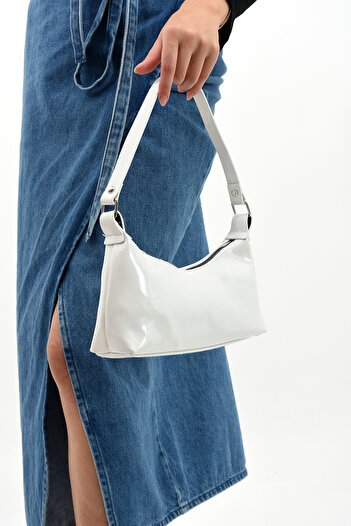 MODA ELF Women's Baguette Shiny Patent Leather Shoulder Bag