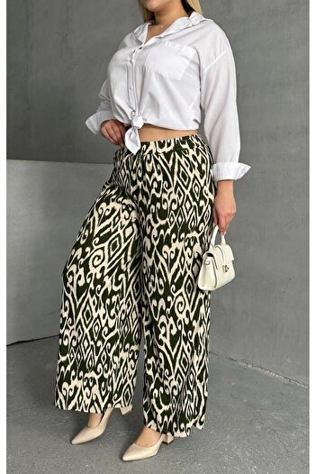 Sevda Kılınç Plus Size Patterned Baggy Pants