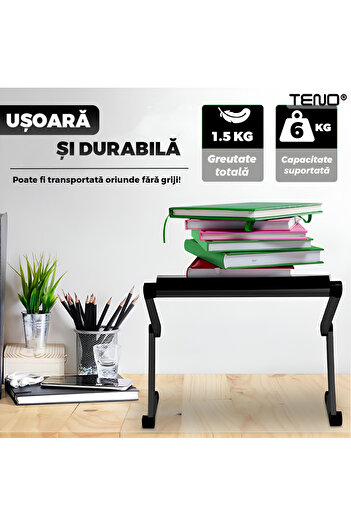 Teno Teno® 2-in-1 Laptop Table, height-adjustable, multifunctional, 42 x 26 cm, black