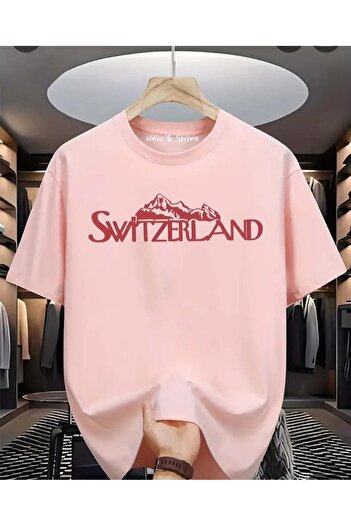 New Shine 1 T-Shirt Is a Gift for Purchases of 6 or More in the Cart - Switzerland Printed Oversize T-Shirt