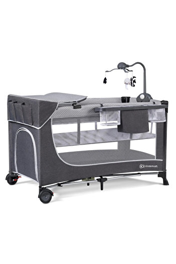 Kinderkraft KINDERKRAFT LEODY TRAVEL COT, WITH ACCESSORIES, GREY