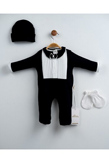 yuga kids 3 Piece Footed Jumpsuit Set with Bow Tie Detail