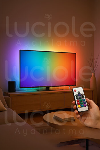 luciole RGB Şerit LED Işık 3 Metre | USB Girişli Kumandalı Ambiyans Lamba – TV Arkası & Lambader Alternatifi
