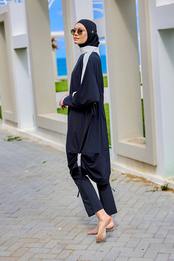 Marina Black Hidden Zipper Fully Covered Hijab Swimsuit M2521-3