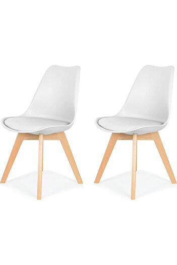 Generic 2-Dining Chair Modern Classic Style Chair with Leather Upholstered Padded Seat with Wooden Legs