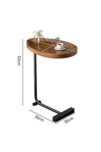 VINNYSEN Side Table, C Shaped End Table, Small Coffee Table with Metal Frame Side Tables Living Room