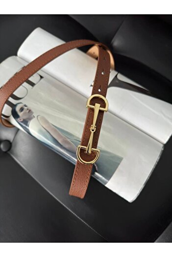 Damla 2-Piece Deal Product Long Buckle Thin Women's Belt, Jacket Belt, Shirt Belt, Dress Belt