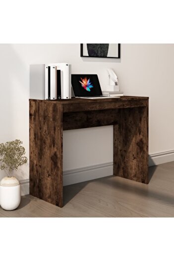 vidaxl Desk Smoked Oak 90x40x72 cm Engineered Wood