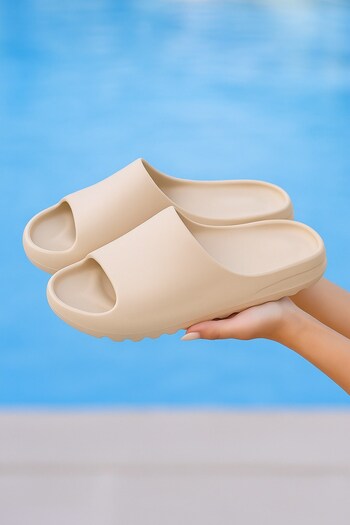 stilfest Comfortable Beige Colored Durable Slippers Summer Slippers Beige