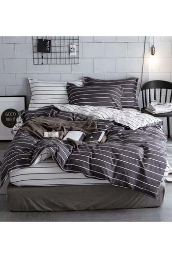 CHIRASO CHIRASO 4-Piece Bedding Set, Satin Cotton, Fitted Sheet 180x200 cm, 2 Pillowcases