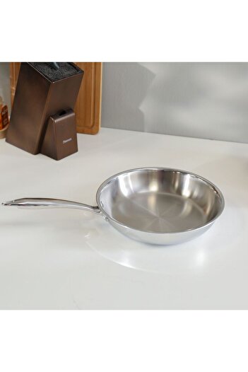 Danube Home Celina Stainless Steel Frypan 2.5Mm|Stainless Steel Non-Sticky Frying Pan For KitchenW24Xh5CM-Silver
