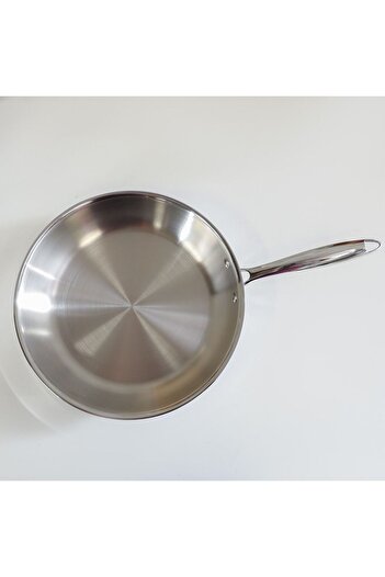Danube Home Celina Stainless Steel Frypan 2.5Mm|Stainless Steel Non-Sticky Frying Pan For Kitchen|W28CM-Silver