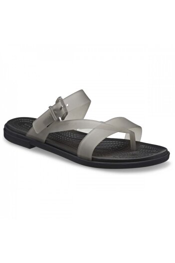 Crocs Sandale Tulum translucide cu vârful îndreptat - negre