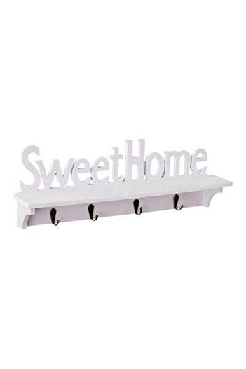 HALAMODO Sweet Home Key Holder Wooden Wall Shelf White