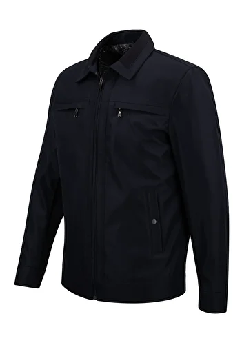 Çizgi Triko Men's Polo Neck Double Pocket Lined Seasonal Coat - A00001