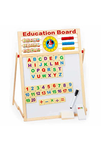 Micostore Magnetic and educational board for children, 63 x 46.5 cm, with abacus, clock, magnetic letters and numbers