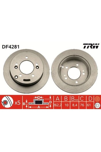 TRW Hyundai Elentra 05-11 Sonata 05-10 Tuscon 04-10 Sportage 04-10 Fren Disk Ayna Takım Arka 5841139300