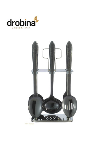 drobina Dropina 7-Piece Stainless Steel Spoon Set, Full Black