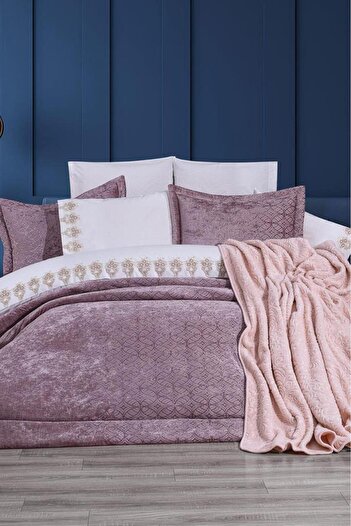 Çeyiz Diyarı Opal 10 Piece Blanket Dowry Set Dusty Rose