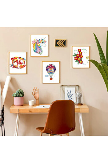 Qpout Set of 10 Qpout quilling paintings, paper, multicolor, 20 x 30 cm