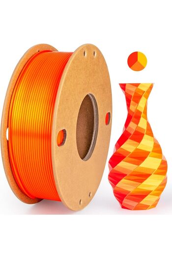 Choice1 GoldRedOrange Tri-Color Silk PLA 3D Printer Filament 250g 1.75mm, 3color-in-1 Silk PLA Filament, Fit