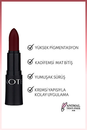 NOTE Mattemoist Lipstick Mat Bitişli Ruj 307 Dark Wine - Bordo