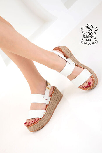 SOHO White Genuine Leather Women's Sandals 20683
