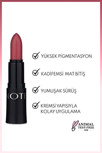 NOTE Mattemoist Lipstick Mat Bitişli Ruj 313 Soft Carmen - Pembe