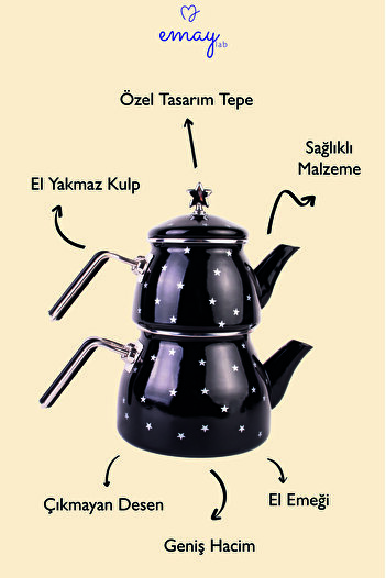 EMAYlab Star Emaye Yıldız Desenli Çaydanlık