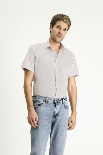 Kiğılı Printed Slim Fit Cotton Shirt - Short Sleeve