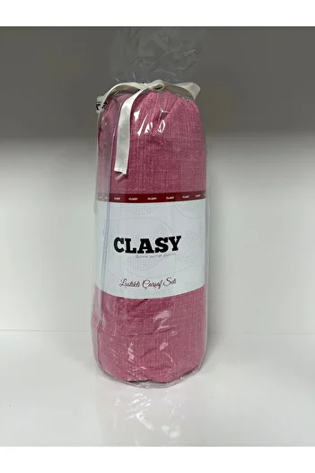Clasy Ranforce Elastic Sheet Set Double Gray Cherry Color