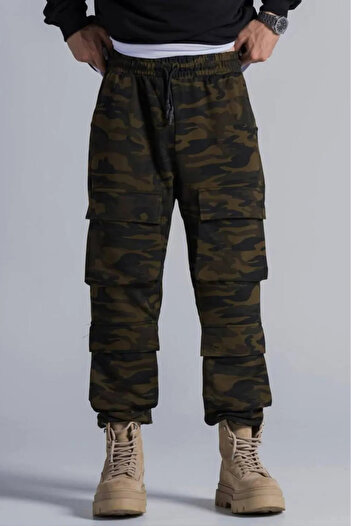 Superbluemexico Men's Cargo Pocket Loose Camouflage Baggy Trousers