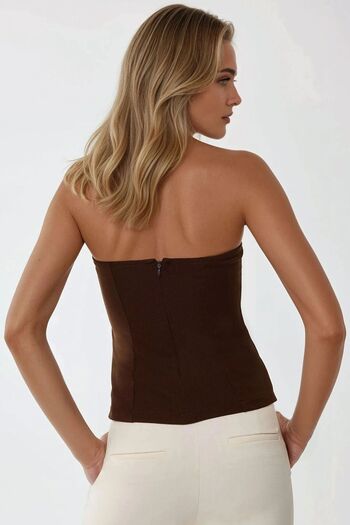 Hiccup Strapless Slim Belt Detail Woven Top