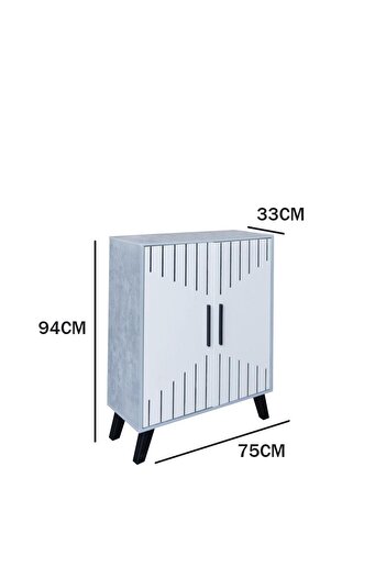 Generic Shoe Storage Cabinet with Two Doors and 4 Levels - Gray and White