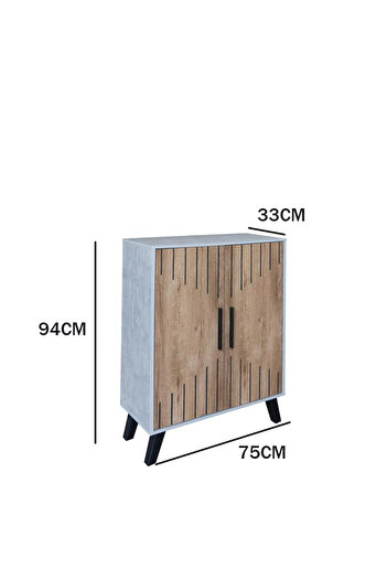 Generic Modern Shoe Cabinet with 4 Shelves and 2 Doors, Malaysian Wood, Grey and Wooden