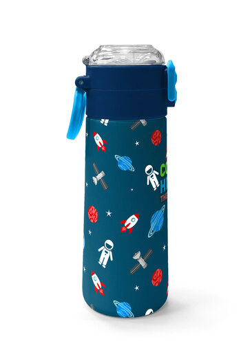 Coral High Kids Indigo Red Space Patterned Steel Thermos with Straw and Direct Drinking 500 ml 31908