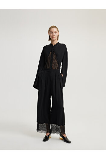 BAQA Black Trousers with Lace Detail at the Leg