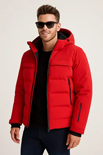 Jack & Jones 12225287   Jcotarwin Red Puffer Coat
