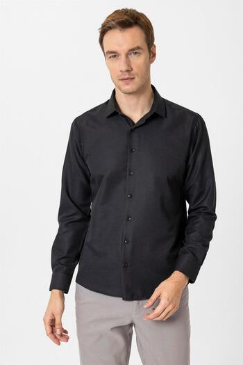 SÜVARİ Angular Cuff Slim Dobby Shirt