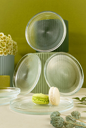 Fecra Loren 6-Piece Cake Plate Set Natural 16 cm