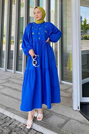 lamelif Φόρεμα Saks Blue Summer Elica