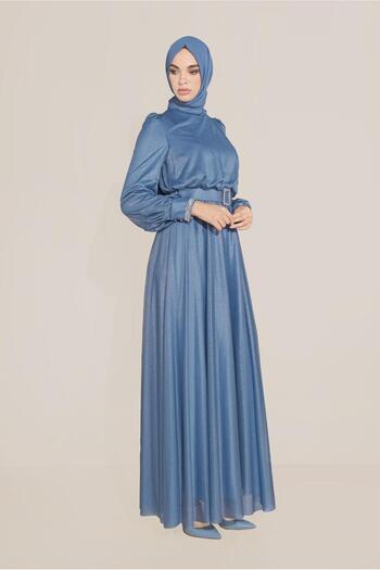 Alvina Glossy Fabric Belt Dress 40736