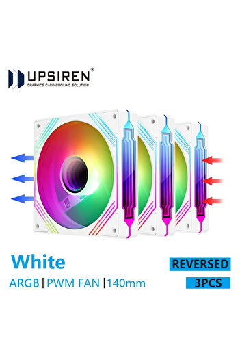 Choice5 A-RGB Other WT REVERSED 3PCS UPSIREN PF-14 PRISM 4PRO Computer Chassis Fan 140mm ARGB 4 Pin PWM Quie