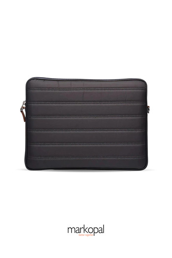 MORCA Γκρι θήκη Macbook 15"-16" - Αδιάβροχη τσάντα φορητού υπολογιστή με ριγέ ιμάντα ώμου